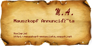 Mauszkopf Annunciáta névjegykártya